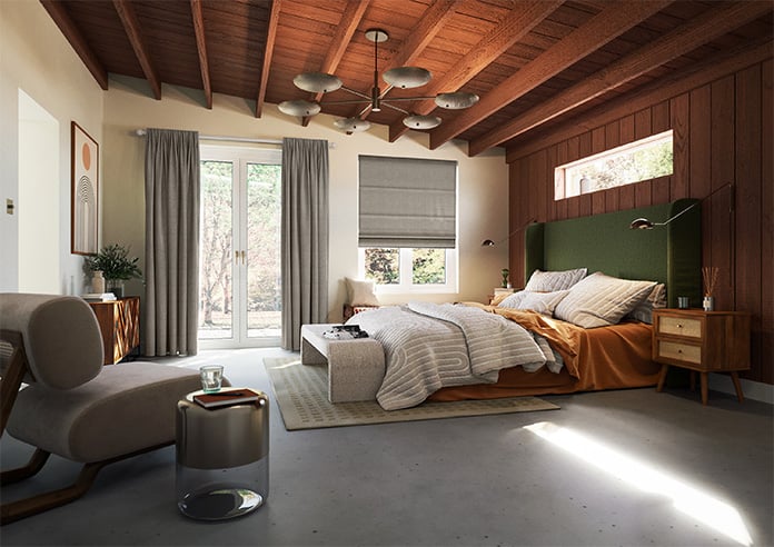 Roslin (Blackout), French Stone - Motorised Roman Blind - Image 6